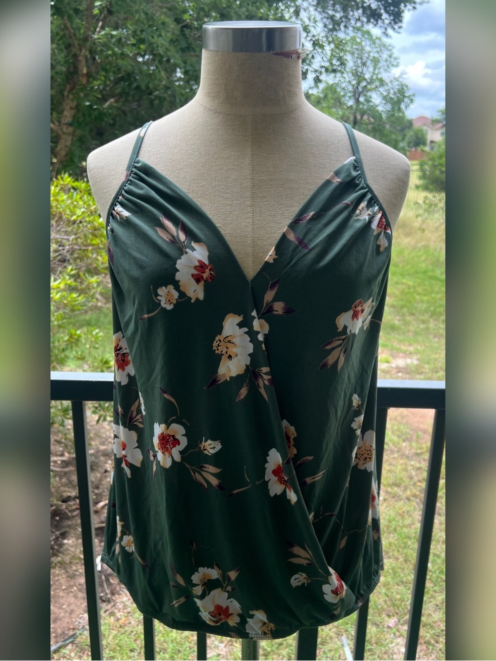 Beacon Green Floral Surplice Cami Tank